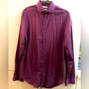 Calvin Klein Maroon Slim Fit Dress Shirt 15-15.5 x 34/35